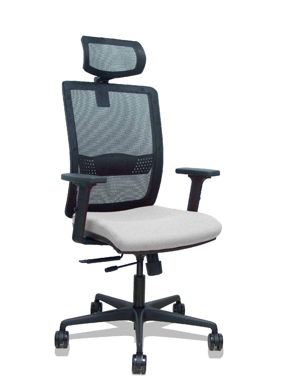 Piqueras Y Crespo Silla Haches Traslack Malla Negra Asiento Bali Gris Claro Brazos 2D Ruedas 65mm Cabecero Regulable