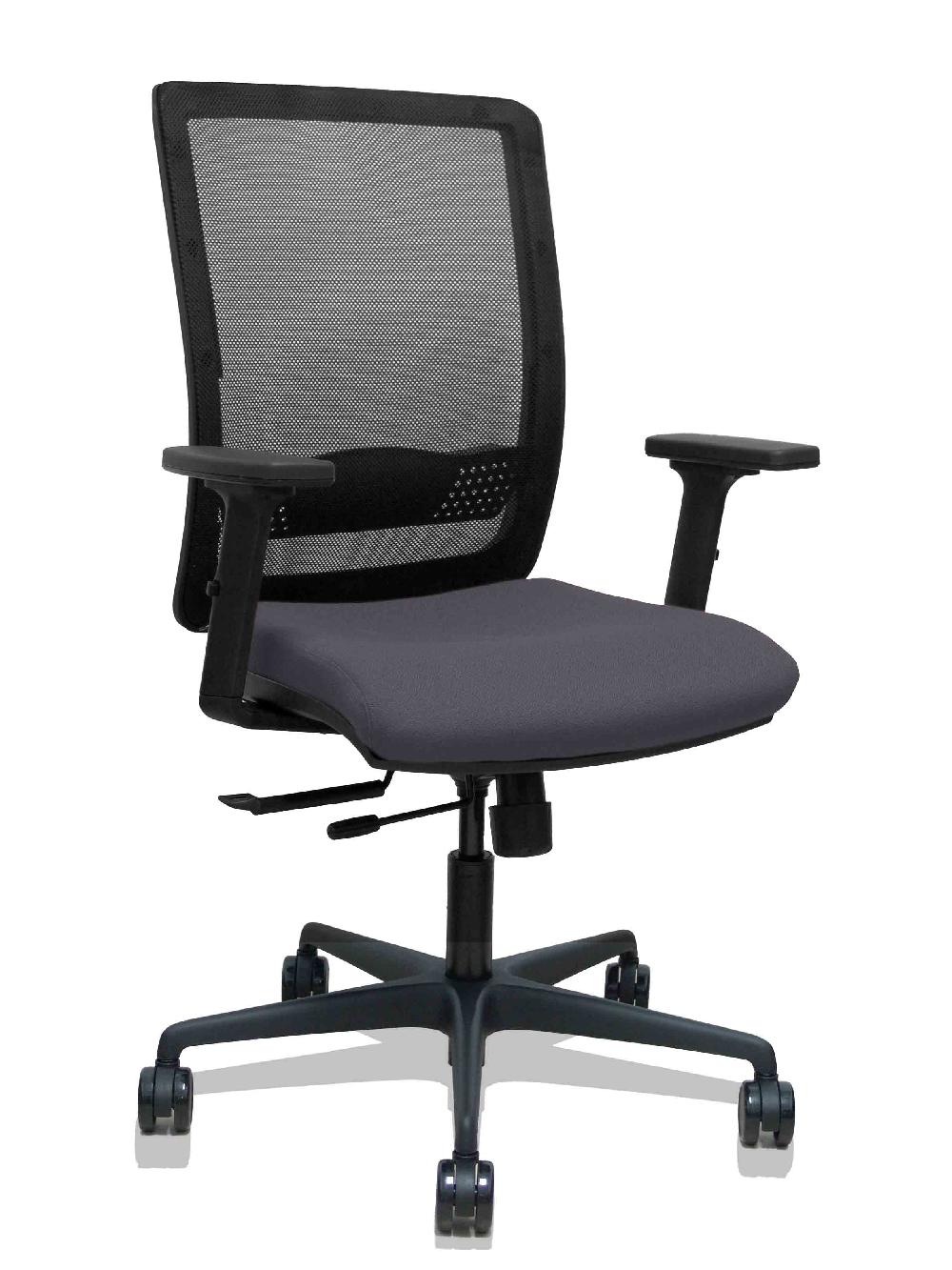 piqueras y crespo Silla Haches traslack malla negra asiento bali gris oscuro brazos 2D ruedas 65mm
