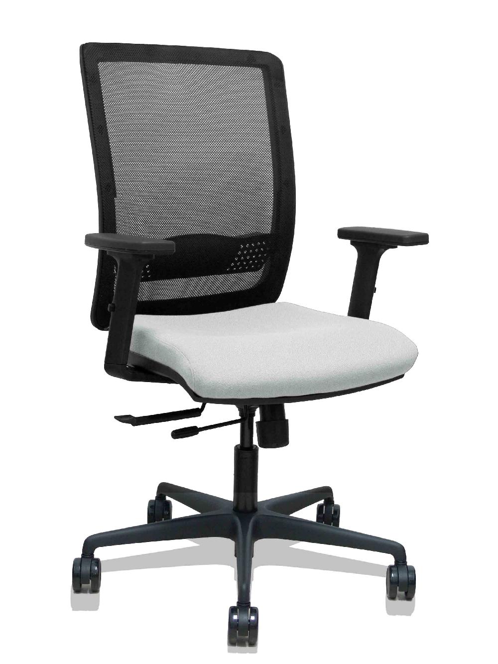 Piqueras Y Crespo Silla Haches Traslack Malla Negra Asiento Bali Gris Claro Brazos 2D Ruedas 65mm