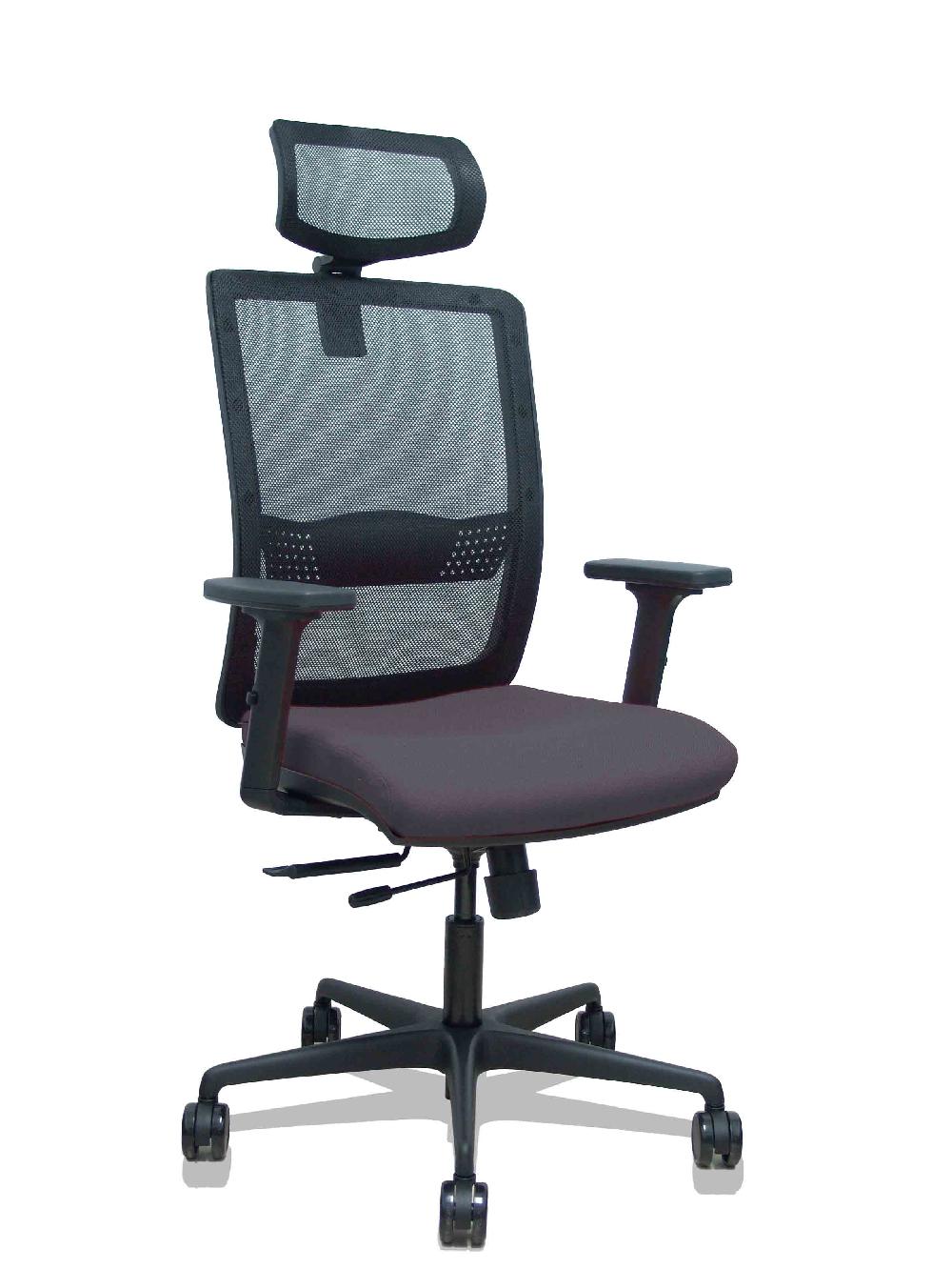piqueras y crespo Silla Haches traslack malla negra asiento bali gris oscuro brazos 2D ruedas 65mm cabecero regulable