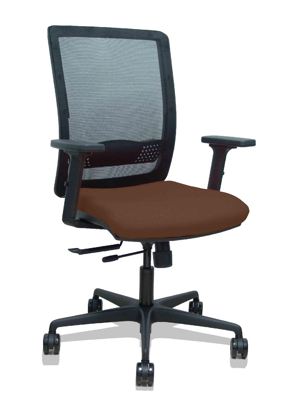 piqueras y crespo Silla Haches traslack malla negra asiento bali marrón oscuro brazos 2D ruedas 65mm