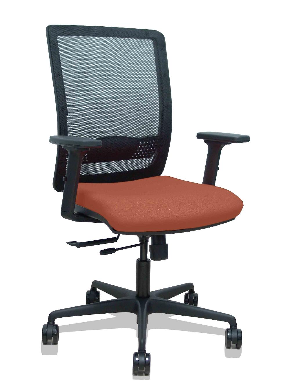 piqueras y crespo Silla Haches traslack malla negra asiento bali marrón brazos 2D ruedas 65mm