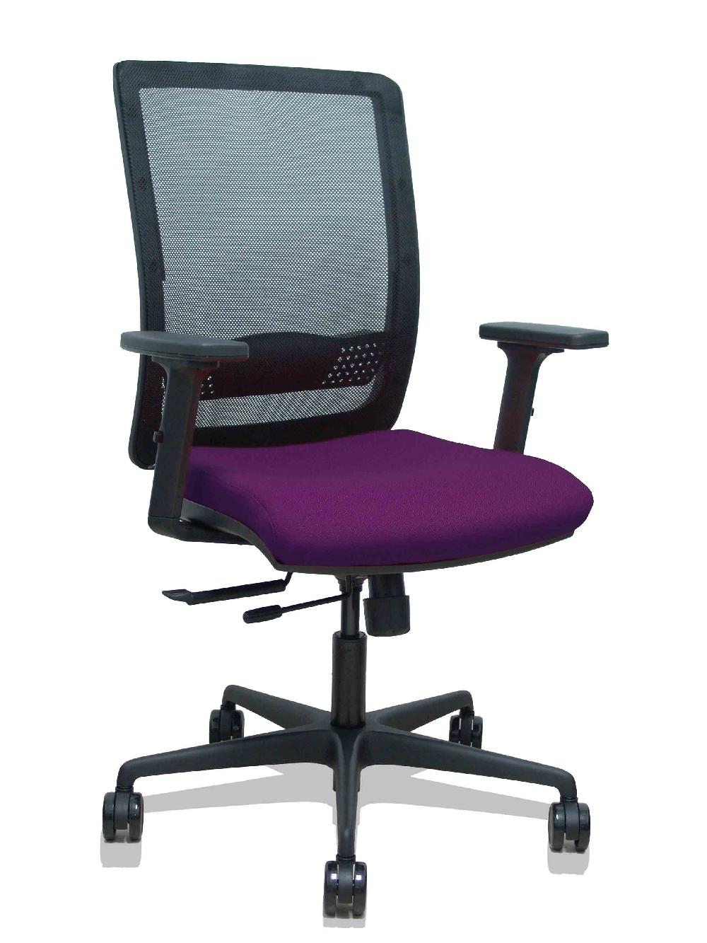 piqueras y crespo Silla Haches traslack malla negra asiento bali morado brazos 2D ruedas 65mm
