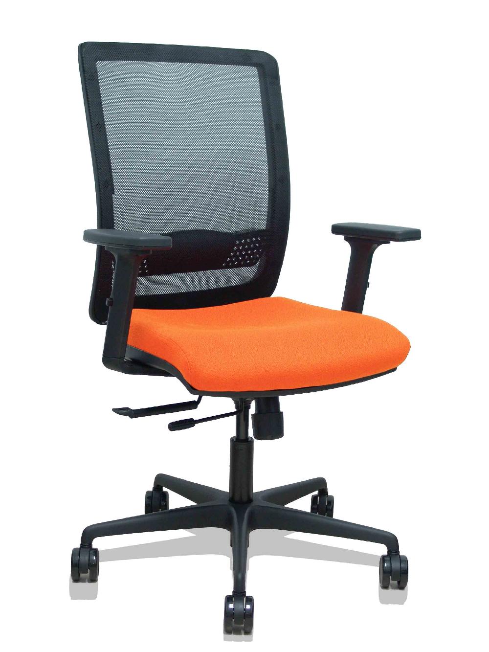 piqueras y crespo Silla Haches traslack malla negra asiento bali naranja brazos 2D ruedas 65mm
