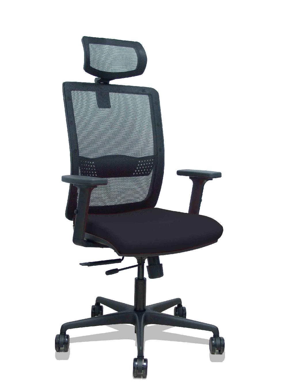 piqueras y crespo Silla Haches traslack malla negra asiento bali negro brazos 2D ruedas 65mm cabecero regulable