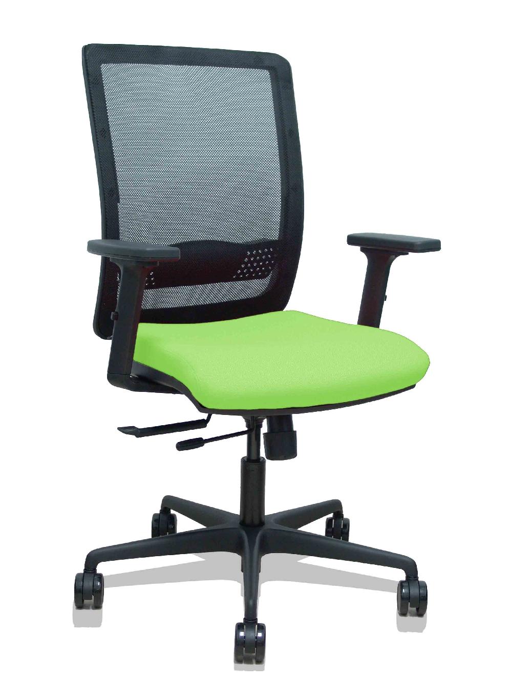 Piqueras Y Crespo Silla Haches Traslack Malla Negra Asiento Bali Pistacho Brazos 2D Ruedas 65mm