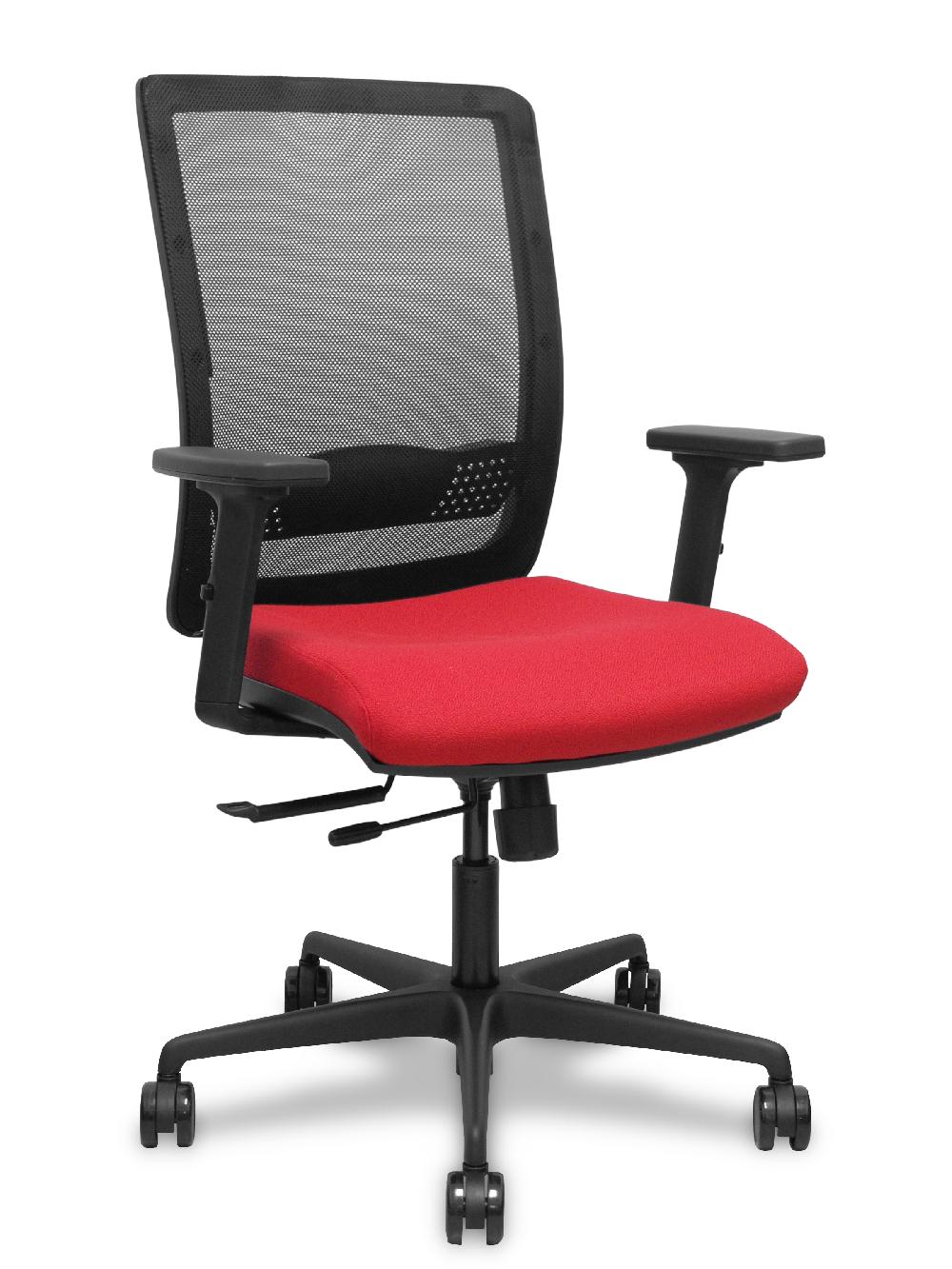 piqueras y crespo Silla Haches traslack malla negra asiento bali rojo brazos 2D ruedas 65mm