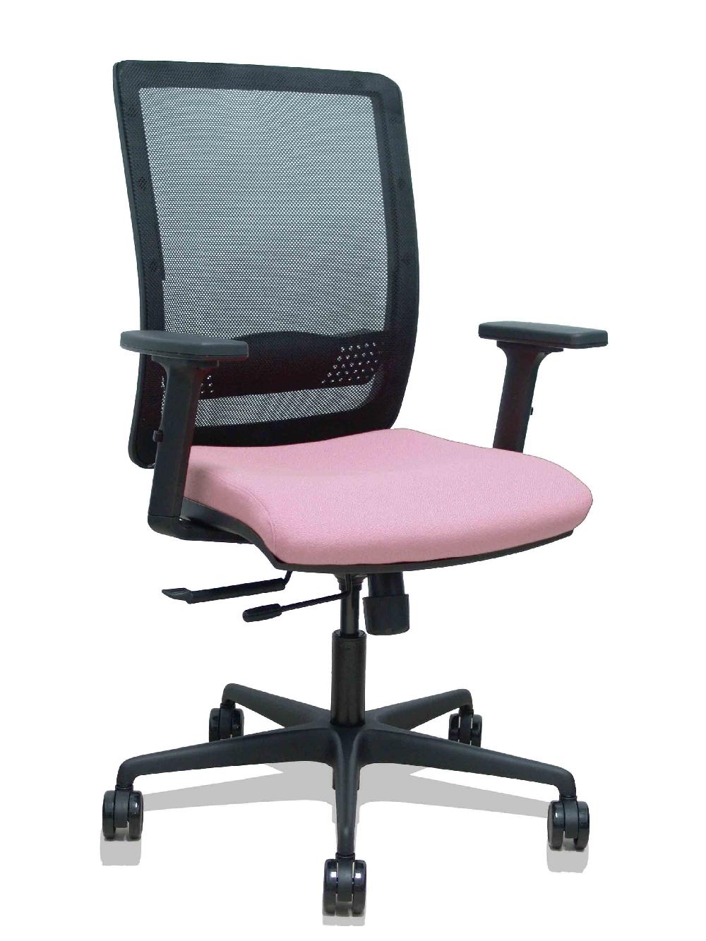 piqueras y crespo Silla Haches traslack malla negra asiento bali rosa brazos 2D ruedas 65mm