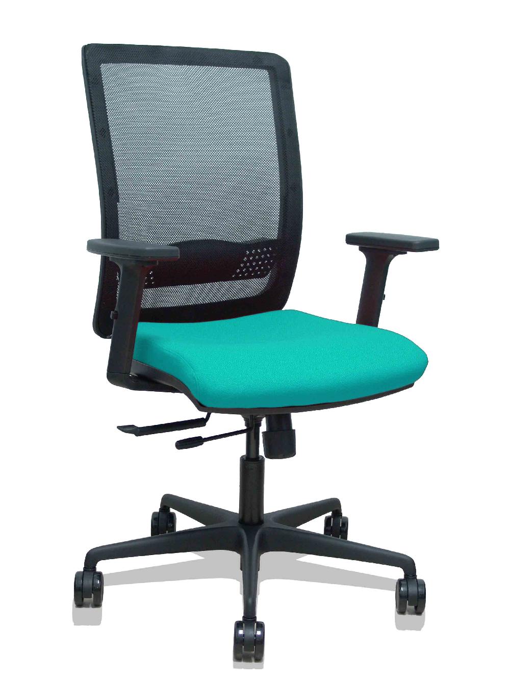 piqueras y crespo Silla Haches traslack malla negra asiento bali turquesa brazos 2D ruedas 65mm