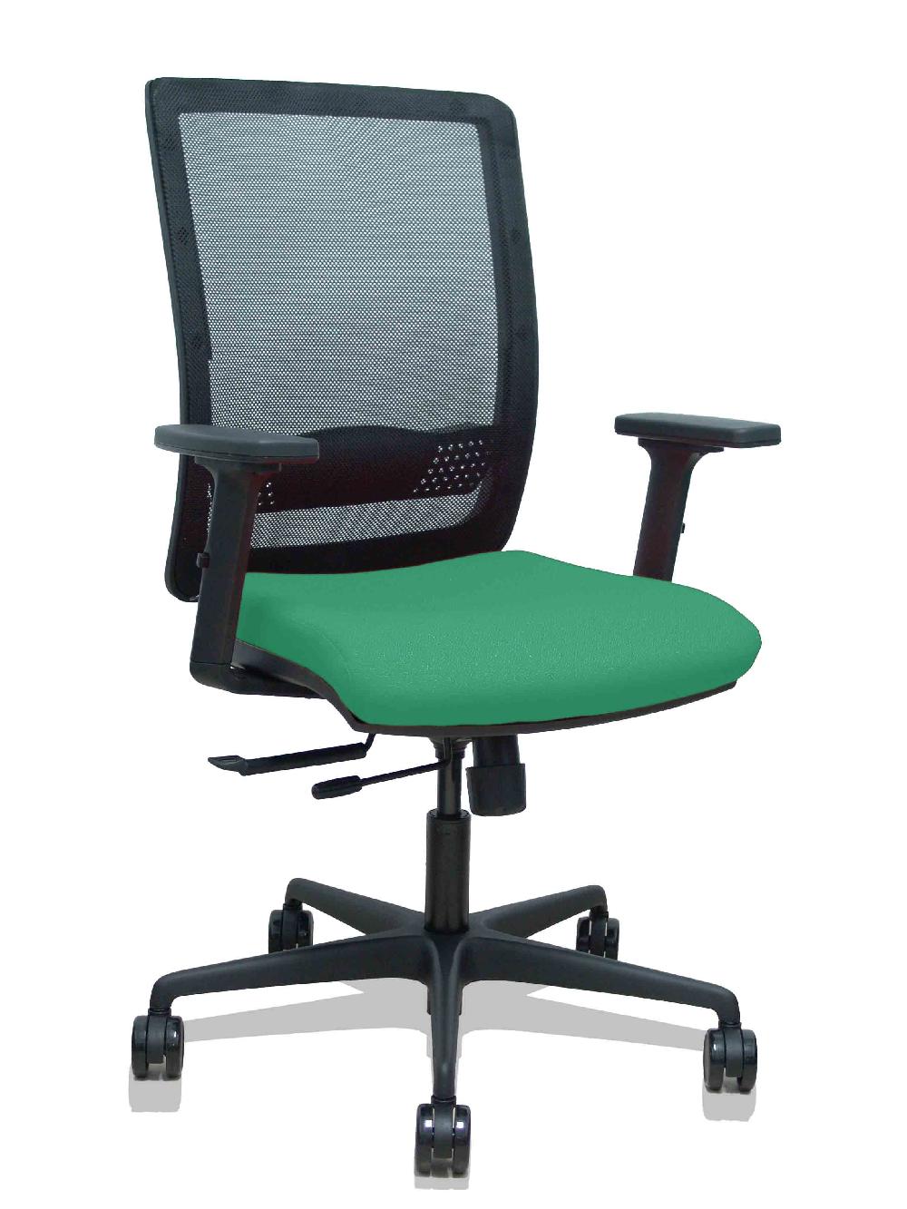 piqueras y crespo Silla Haches traslack malla negra asiento bali verde esmeralda brazos 2D ruedas 65mm