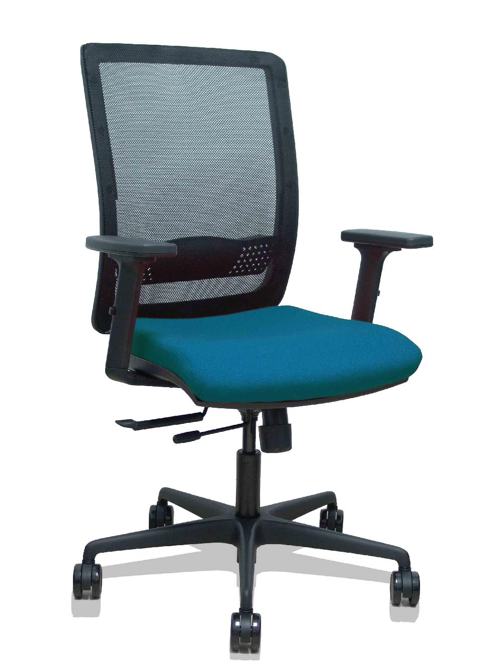 piqueras y crespo Silla Haches traslack malla negra asiento bali verde petróleo brazos 2D ruedas 65mm