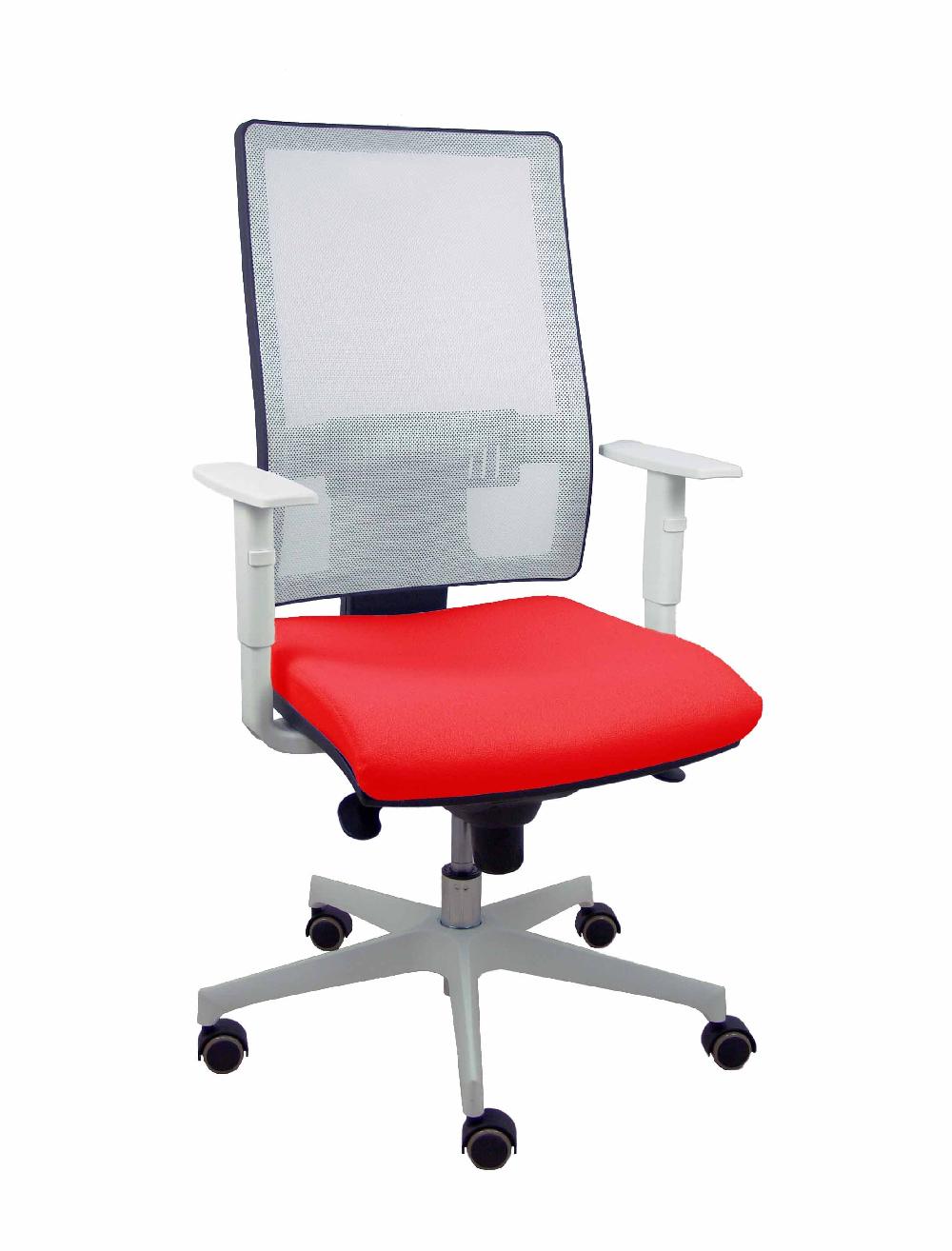 piqueras y crespo Silla Horna sincro malla blanca bali rojo brazos blancos base blanca ruedas parqué