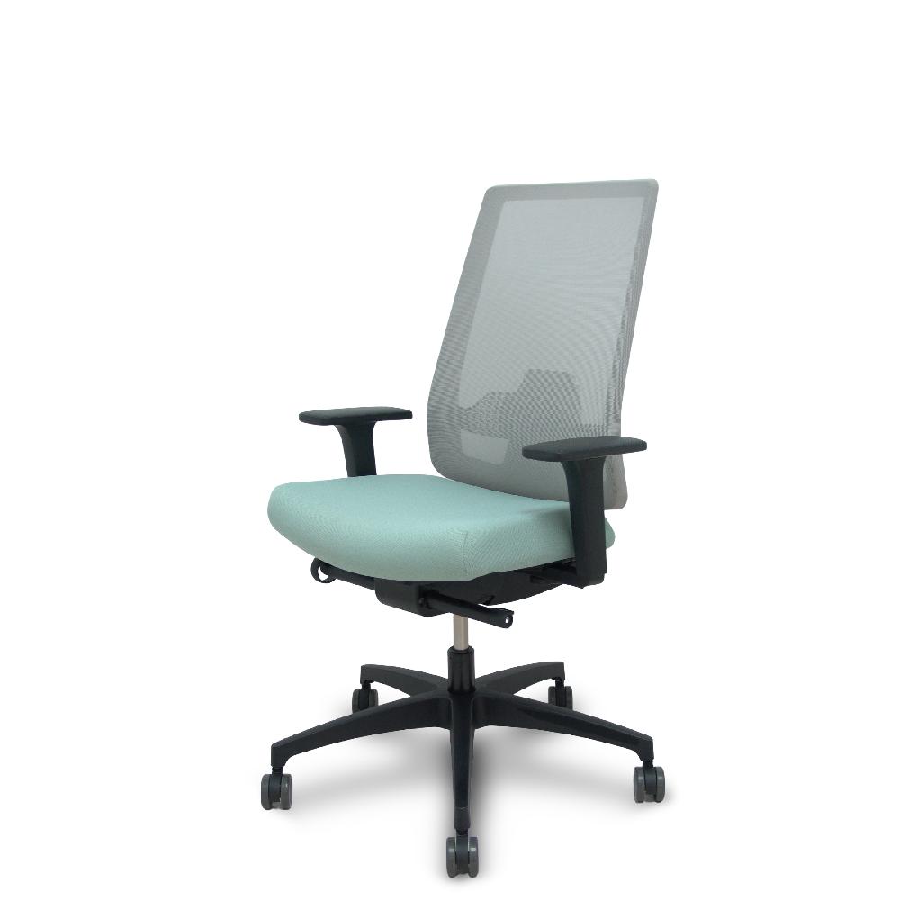 Piqueras Y Crespo Silla Indeed Traslack Resp. Malla Gris Asiento Tonal Verde Claro Brazos 2D Base Poliamida