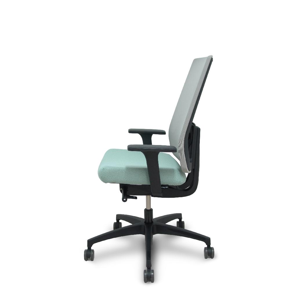 Piqueras Y Crespo Silla Indeed Traslack Resp. Malla Gris Asiento Tonal Verde Claro Brazos 2D Base Poliamida