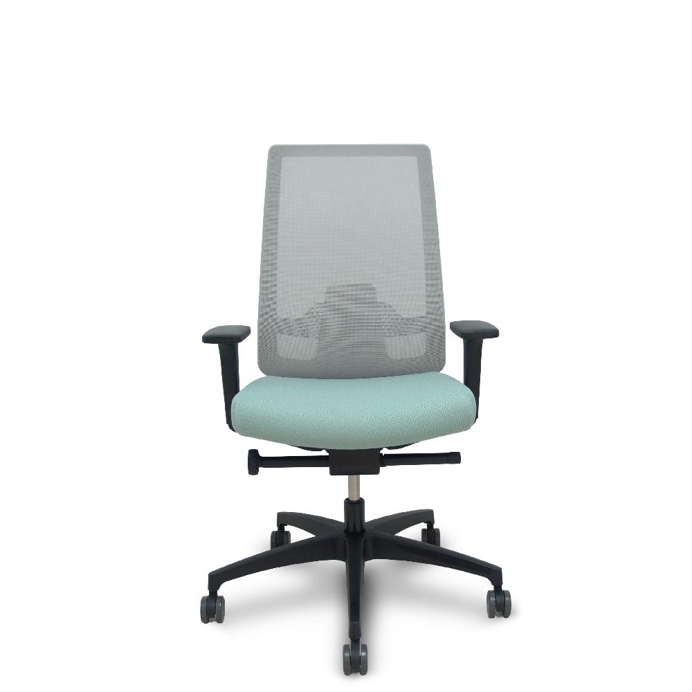 piqueras y crespo Silla Indeed traslack resp. malla gris asiento tonal verde claro brazos 2D base poliamida