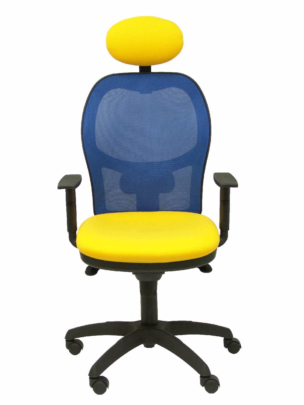 Piqueras Y Crespo Silla Jorquera Malla Azul Asiento Bali Amarillo Con Cabecero Fijo