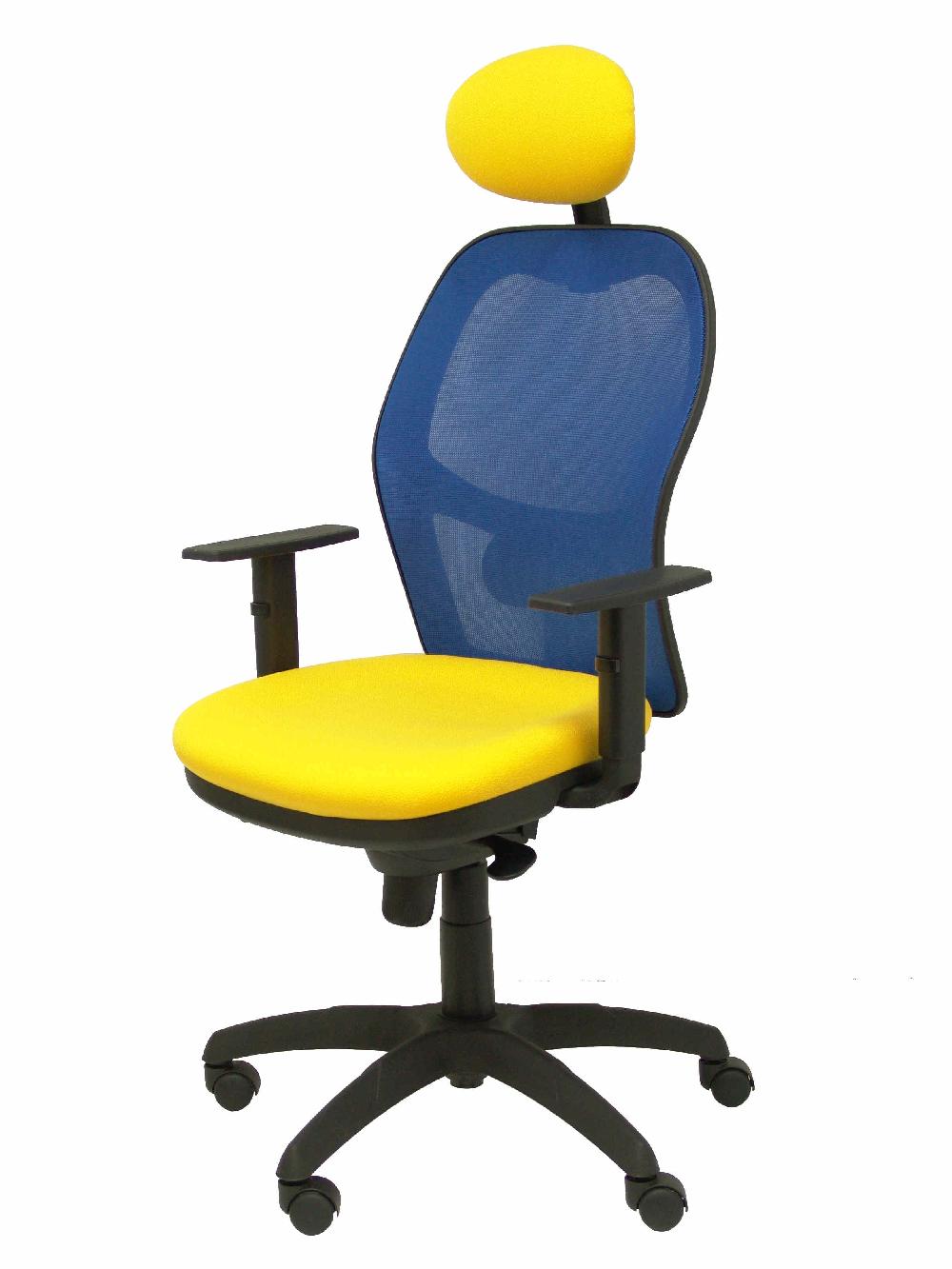 Piqueras Y Crespo Silla Jorquera Malla Azul Asiento Bali Amarillo Con Cabecero Fijo