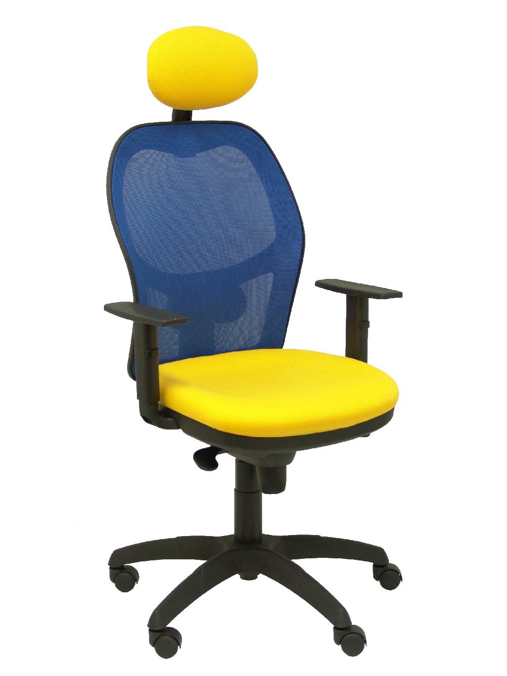 piqueras y crespo Silla Jorquera malla azul asiento bali amarillo con cabecero fijo