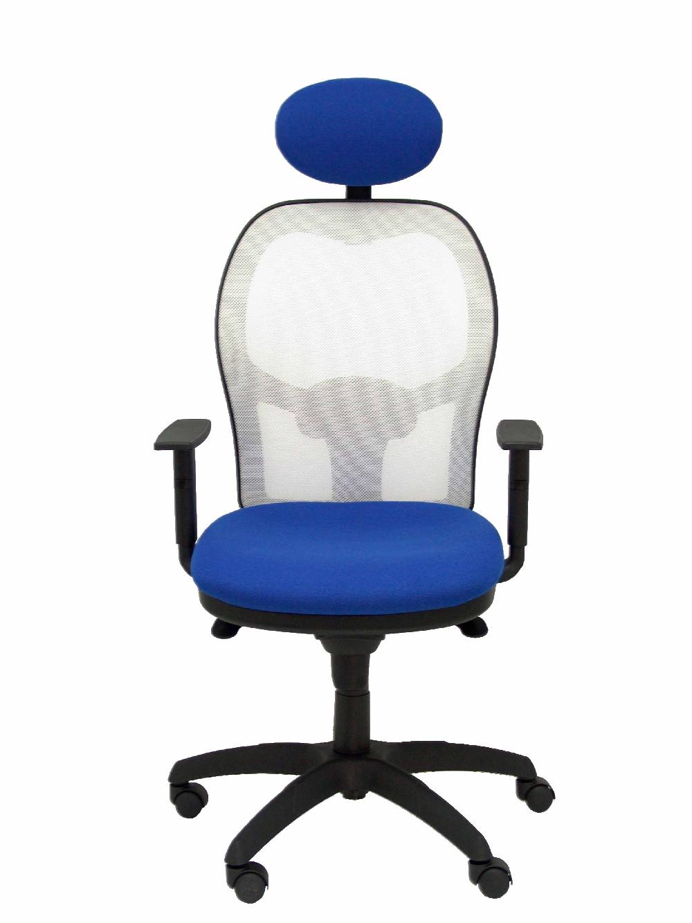 Piqueras Y Crespo Silla Jorquera Malla Blanca Asiento Bali Azul Con Cabecero Fijo