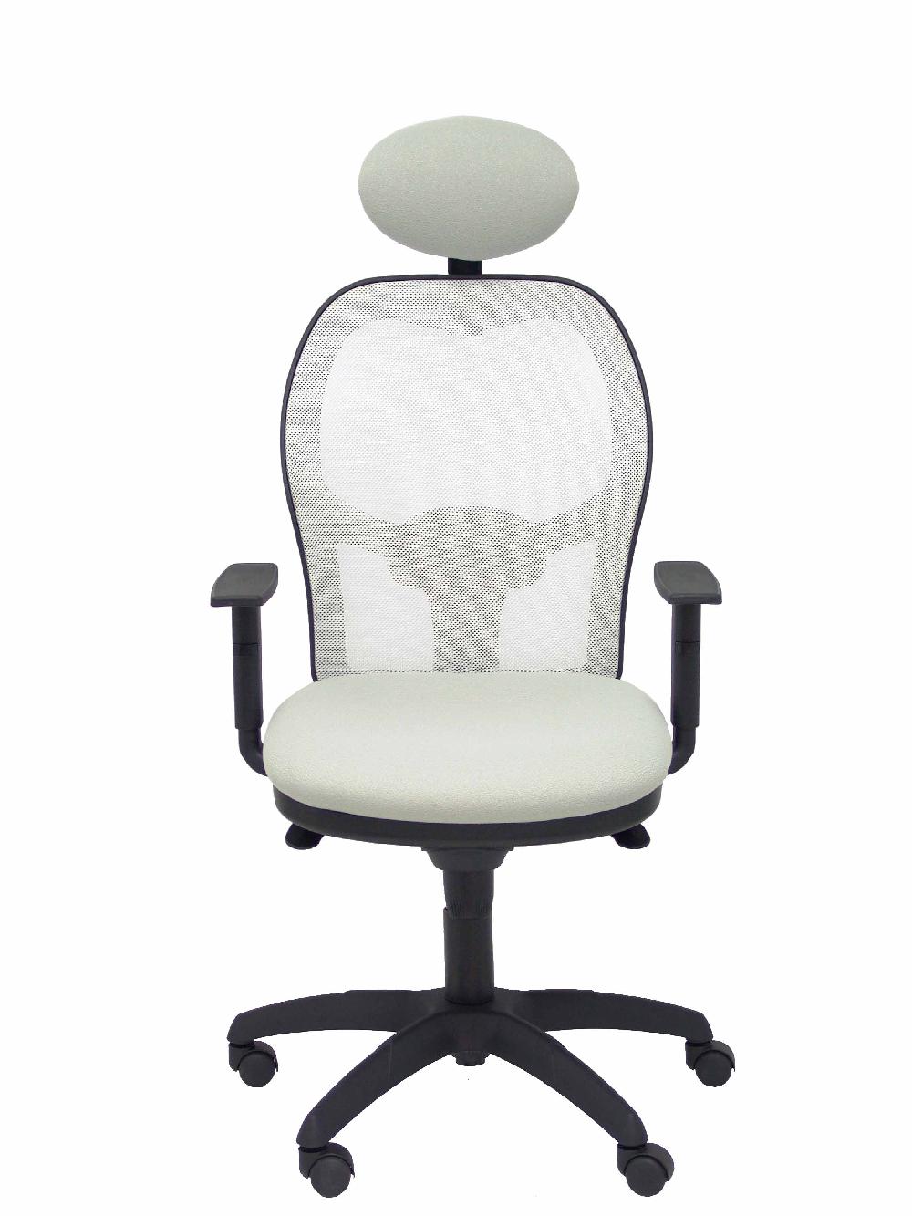 Piqueras Y Crespo Silla Jorquera Malla Blanca Asiento Bali Gris Claro Con Cabecero Fijo