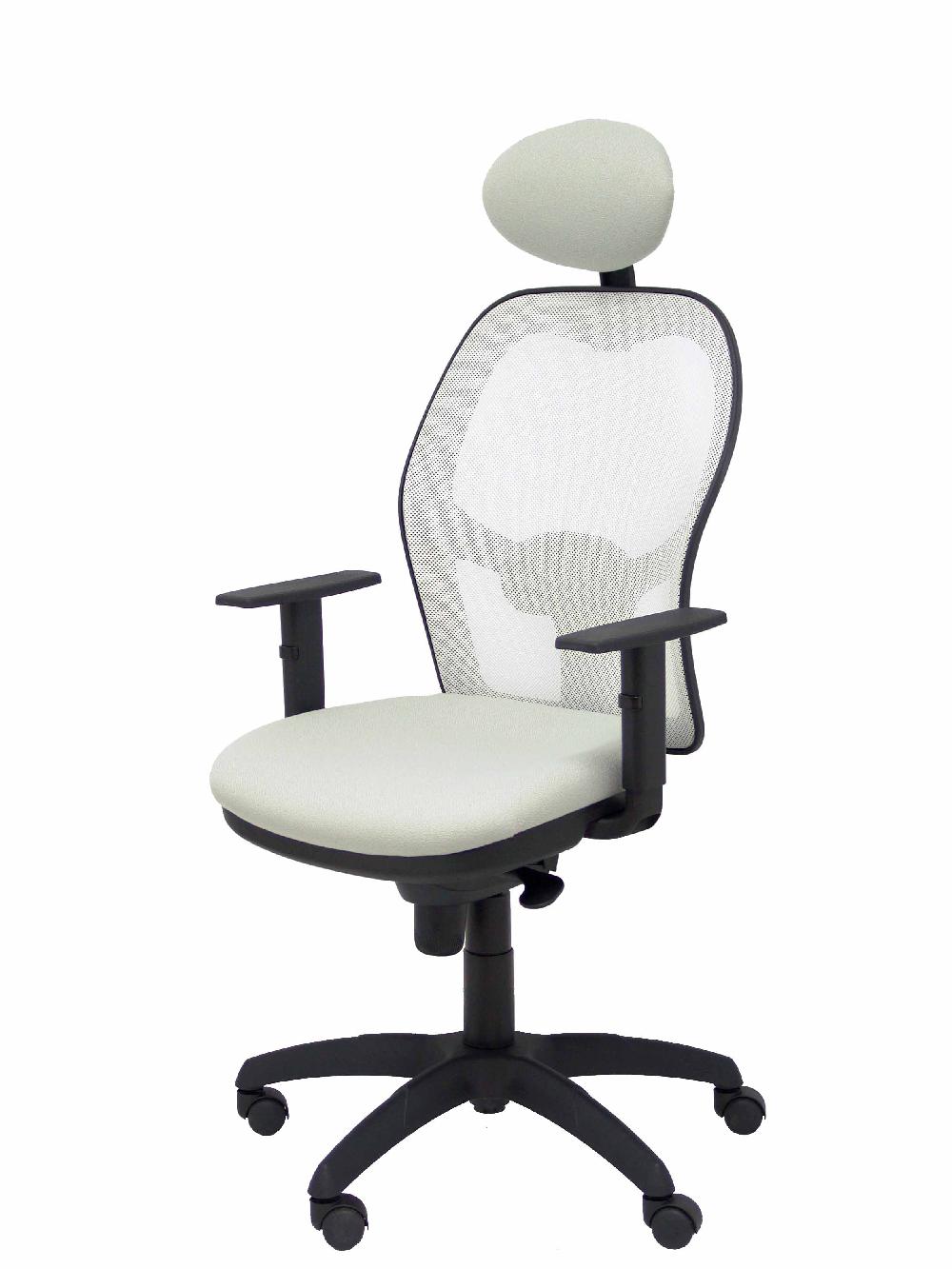 Piqueras Y Crespo Silla Jorquera Malla Blanca Asiento Bali Gris Claro Con Cabecero Fijo