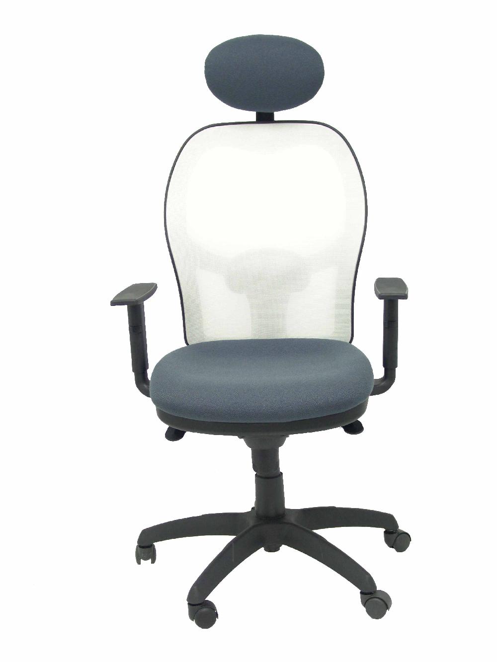 Piqueras Y Crespo Silla Jorquera Malla Blanca Asiento Bali Gris Oscuro Con Cabecero Fijo