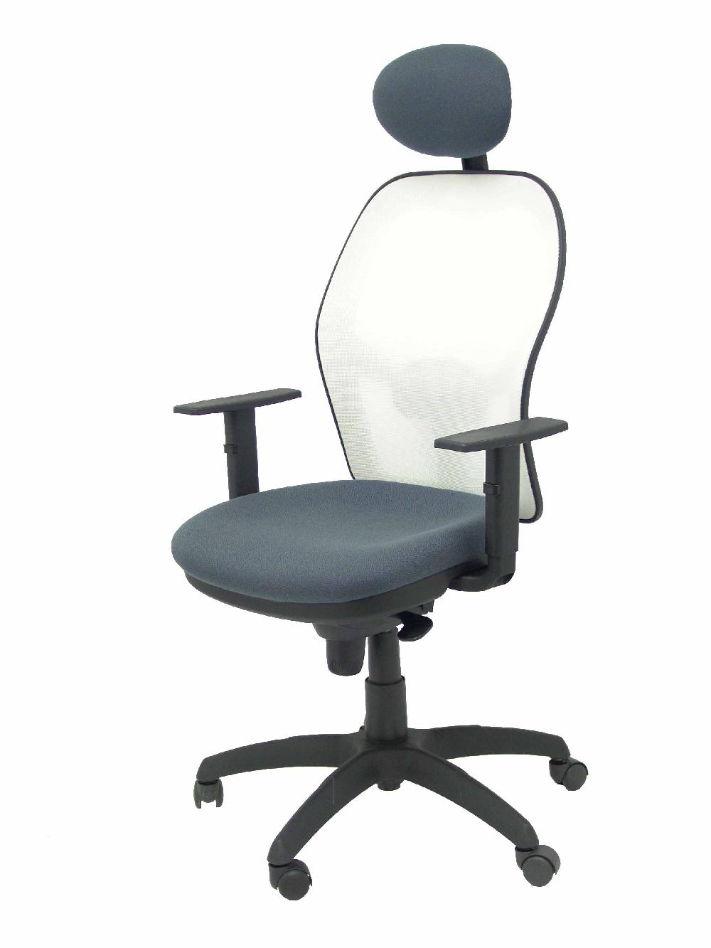 Piqueras Y Crespo Silla Jorquera Malla Blanca Asiento Bali Gris Oscuro Con Cabecero Fijo