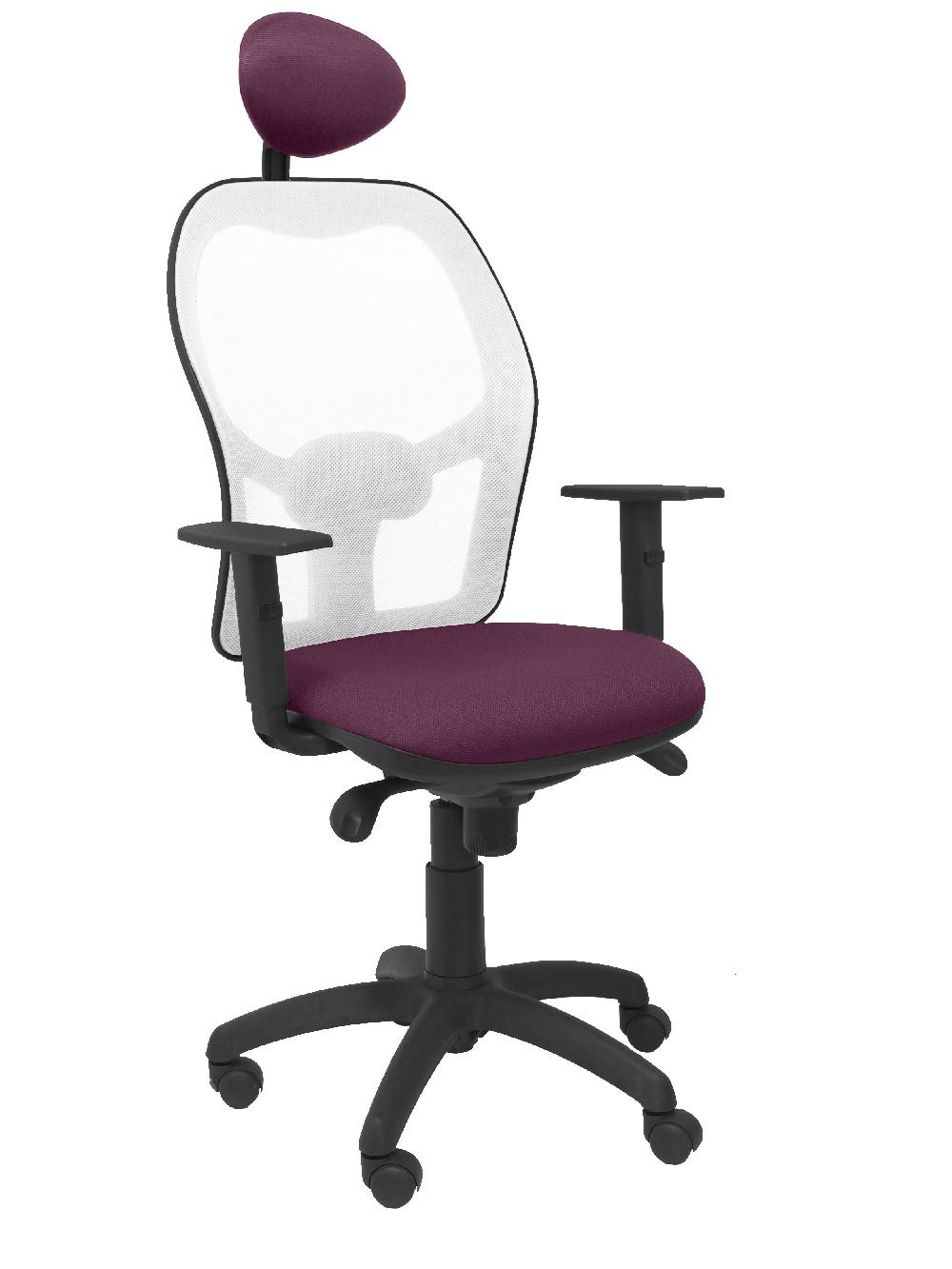 piqueras y crespo Silla Jorquera malla blanca asiento bali morado con cabecero fijo
