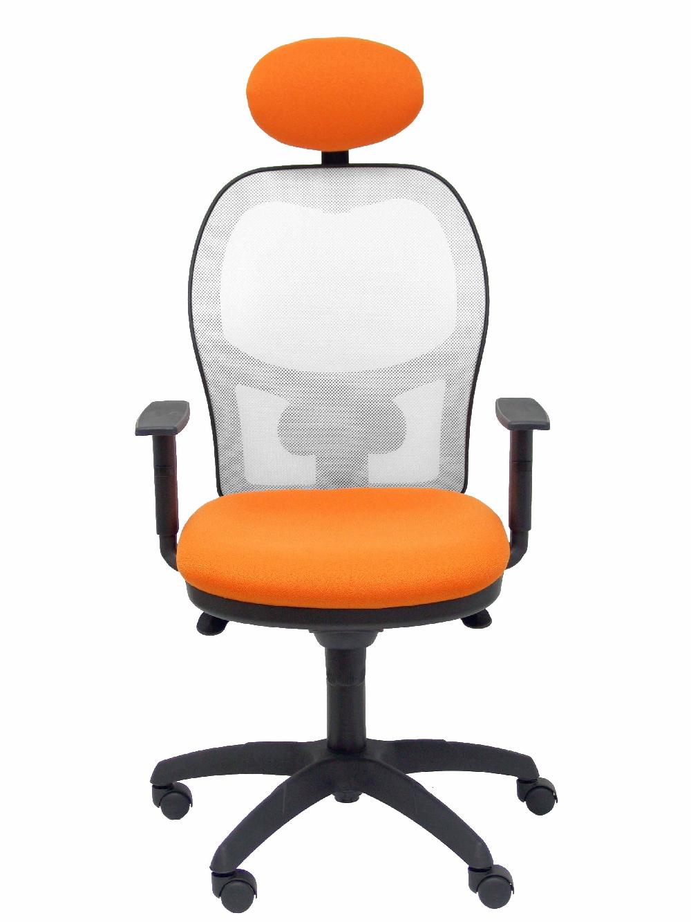 Piqueras Y Crespo Silla Jorquera Malla Blanca Asiento Bali Naranja Con Cabecero Fijo