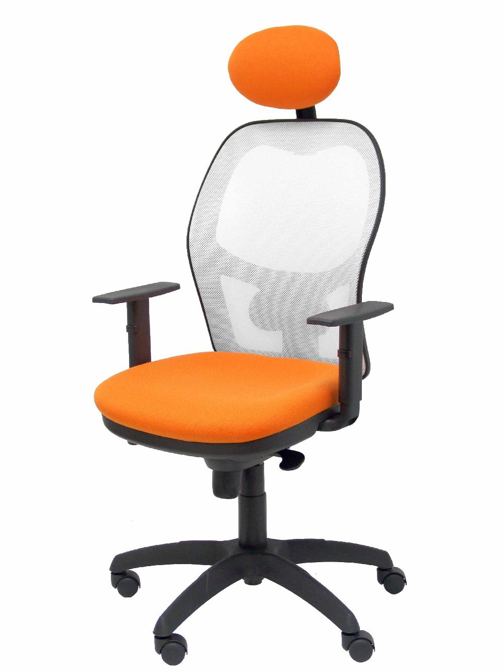 Piqueras Y Crespo Silla Jorquera Malla Blanca Asiento Bali Naranja Con Cabecero Fijo