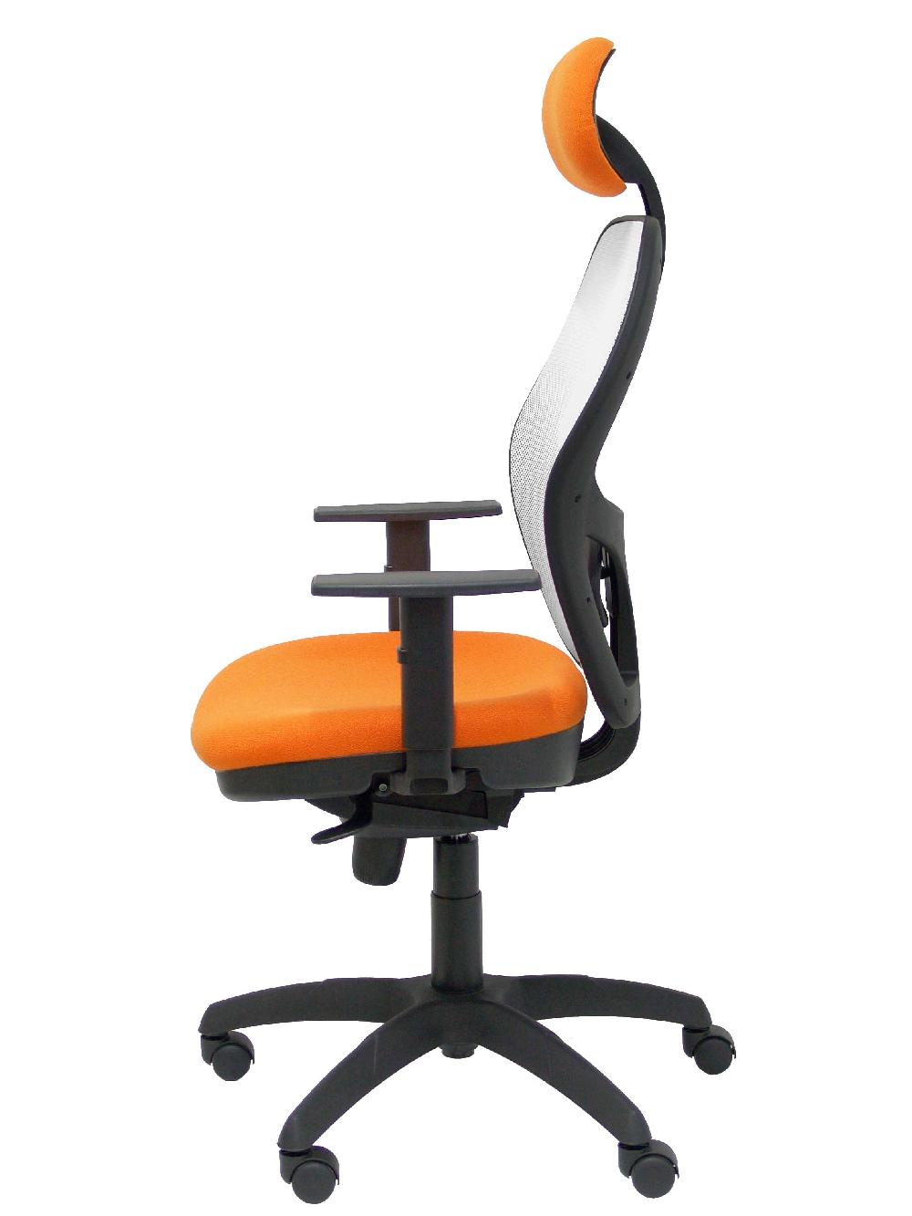 Piqueras Y Crespo Silla Jorquera Malla Blanca Asiento Bali Naranja Con Cabecero Fijo