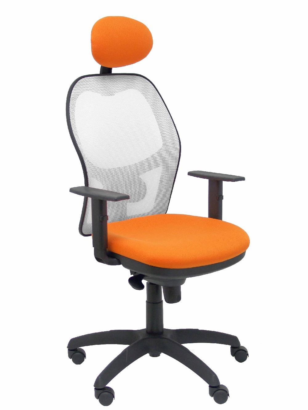 piqueras y crespo Silla Jorquera malla blanca asiento bali naranja con cabecero fijo