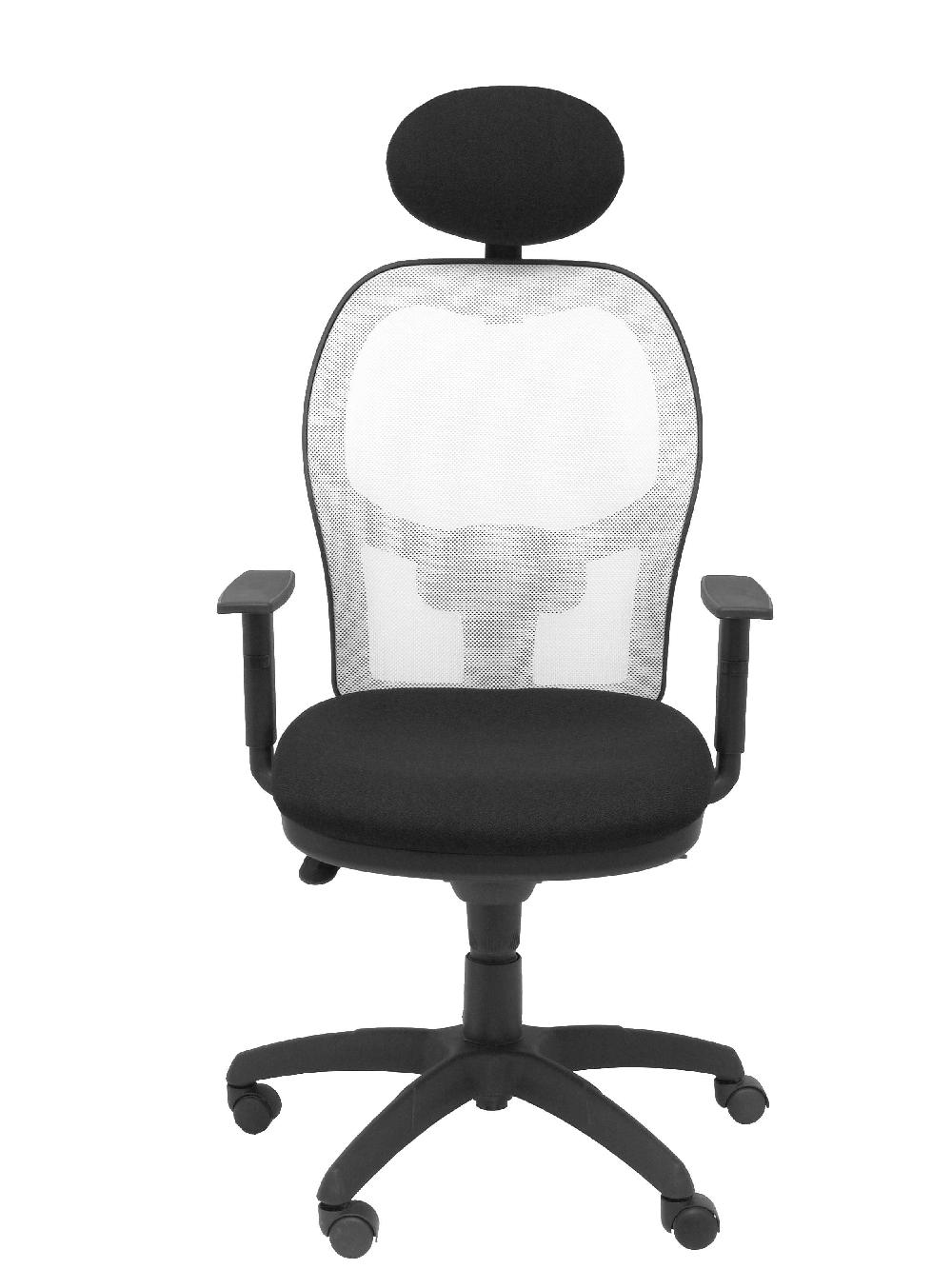 Piqueras Y Crespo Silla Jorquera Malla Blanca Asiento Bali Negro Con Cabecero Fijo