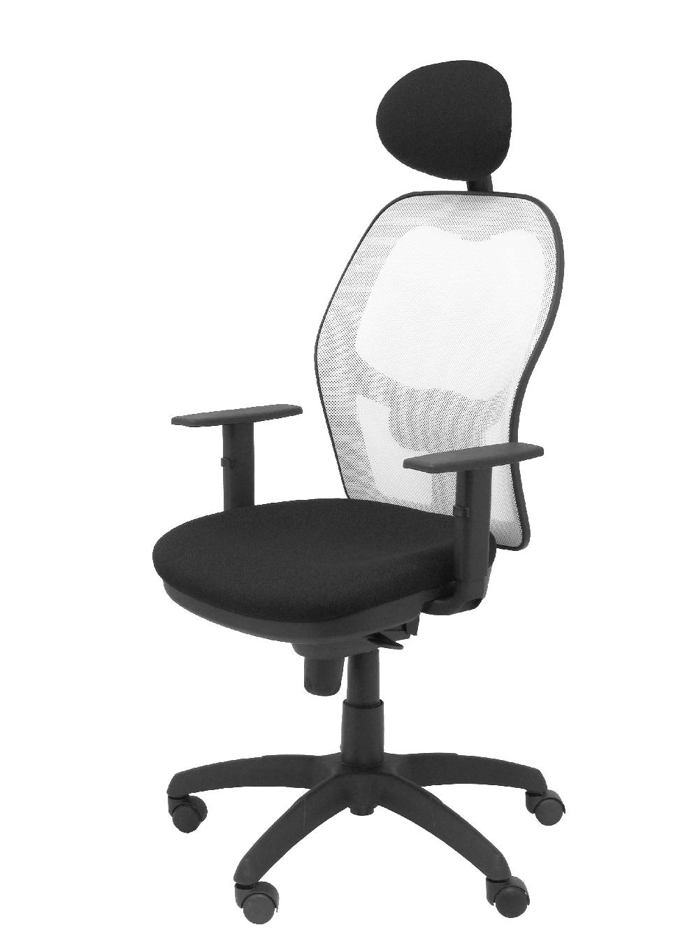 Piqueras Y Crespo Silla Jorquera Malla Blanca Asiento Bali Negro Con Cabecero Fijo