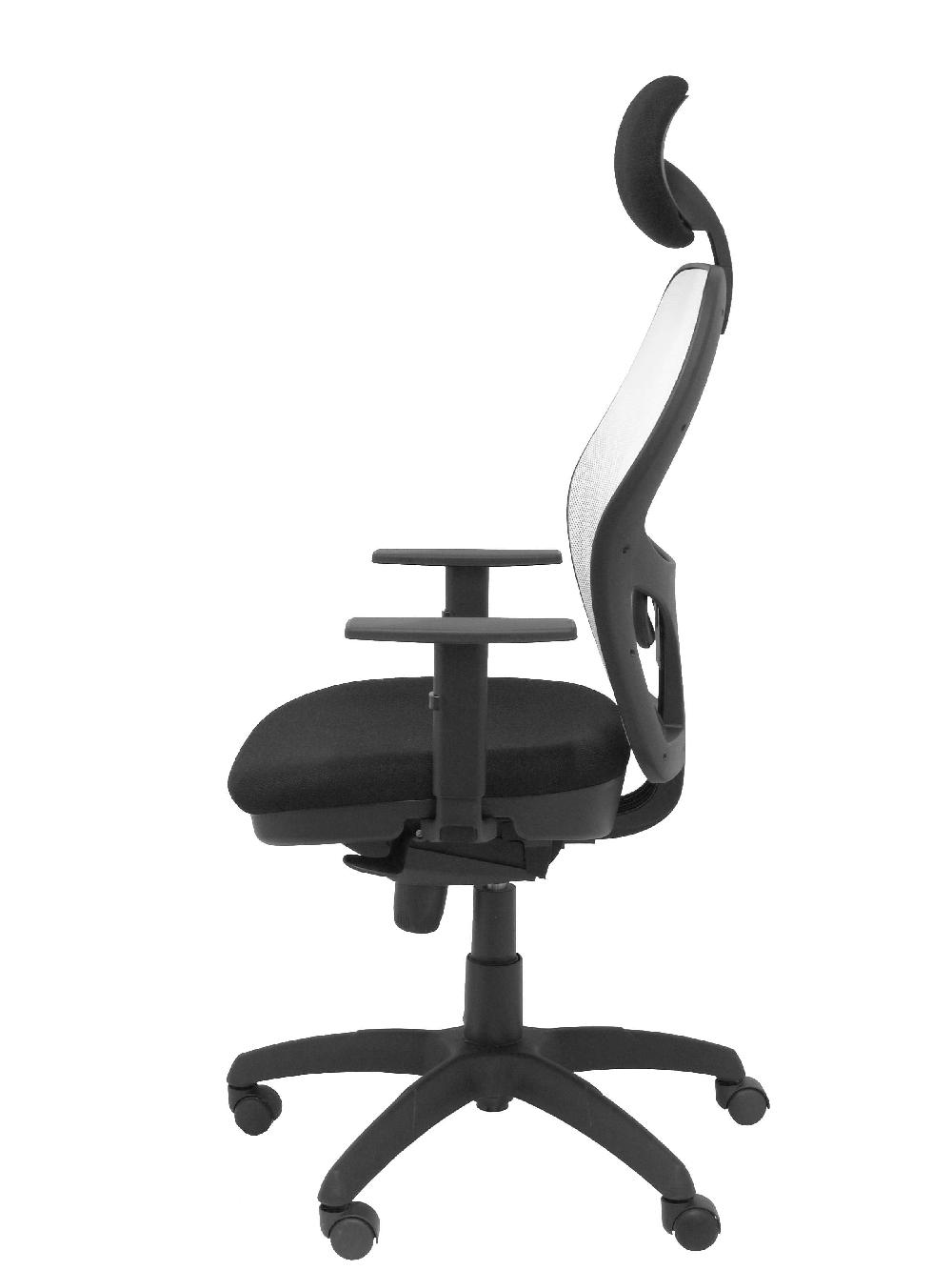 Piqueras Y Crespo Silla Jorquera Malla Blanca Asiento Bali Negro Con Cabecero Fijo