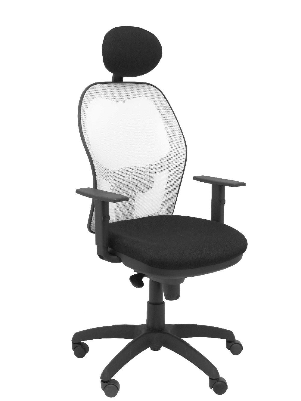 piqueras y crespo Silla Jorquera malla blanca asiento bali negro con cabecero fijo
