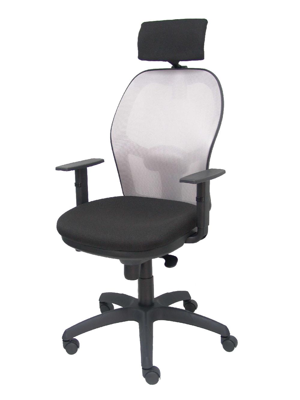 Piqueras Y Crespo Silla Jorquera Malla Gris Asiento Bali Negro Cabecero Regulable