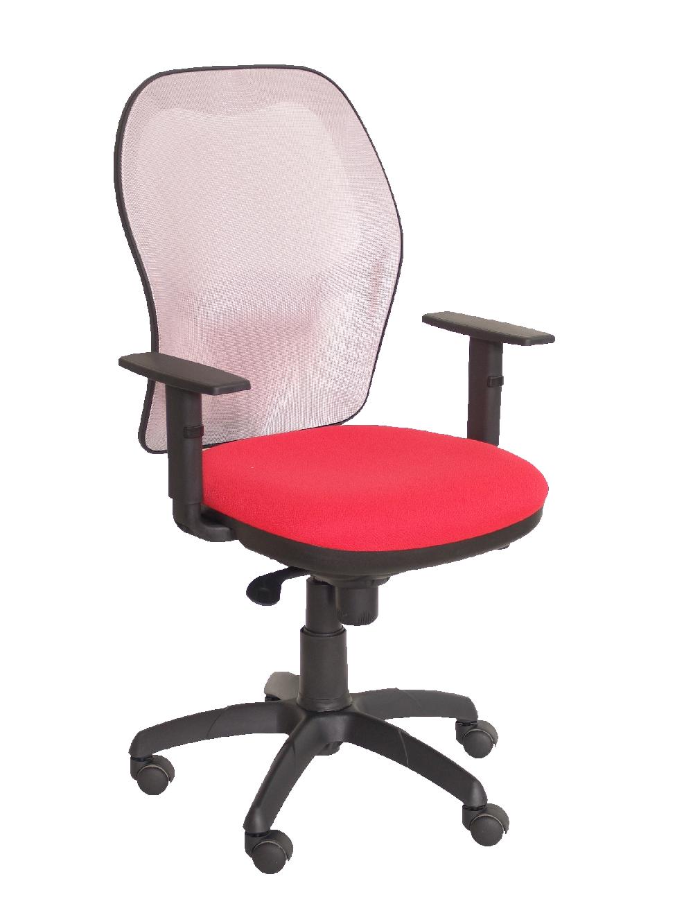 piqueras y crespo Silla Jorquera malla gris asiento bali rojo