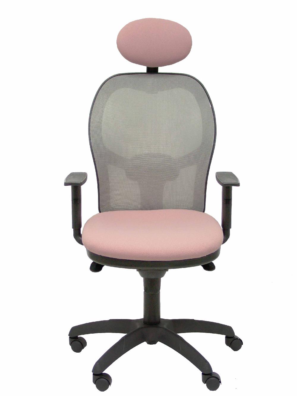 Piqueras Y Crespo Silla Jorquera Malla Gris Asiento Bali Rosa Pálido Con Cabecero Fijo