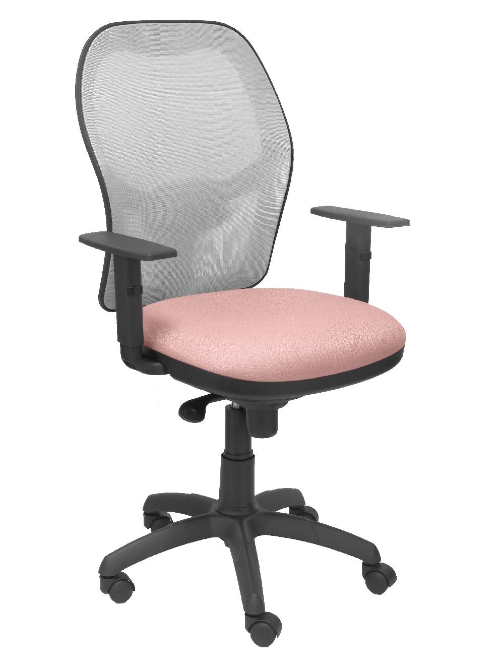 piqueras y crespo Silla Jorquera malla gris asiento bali rosa pálido