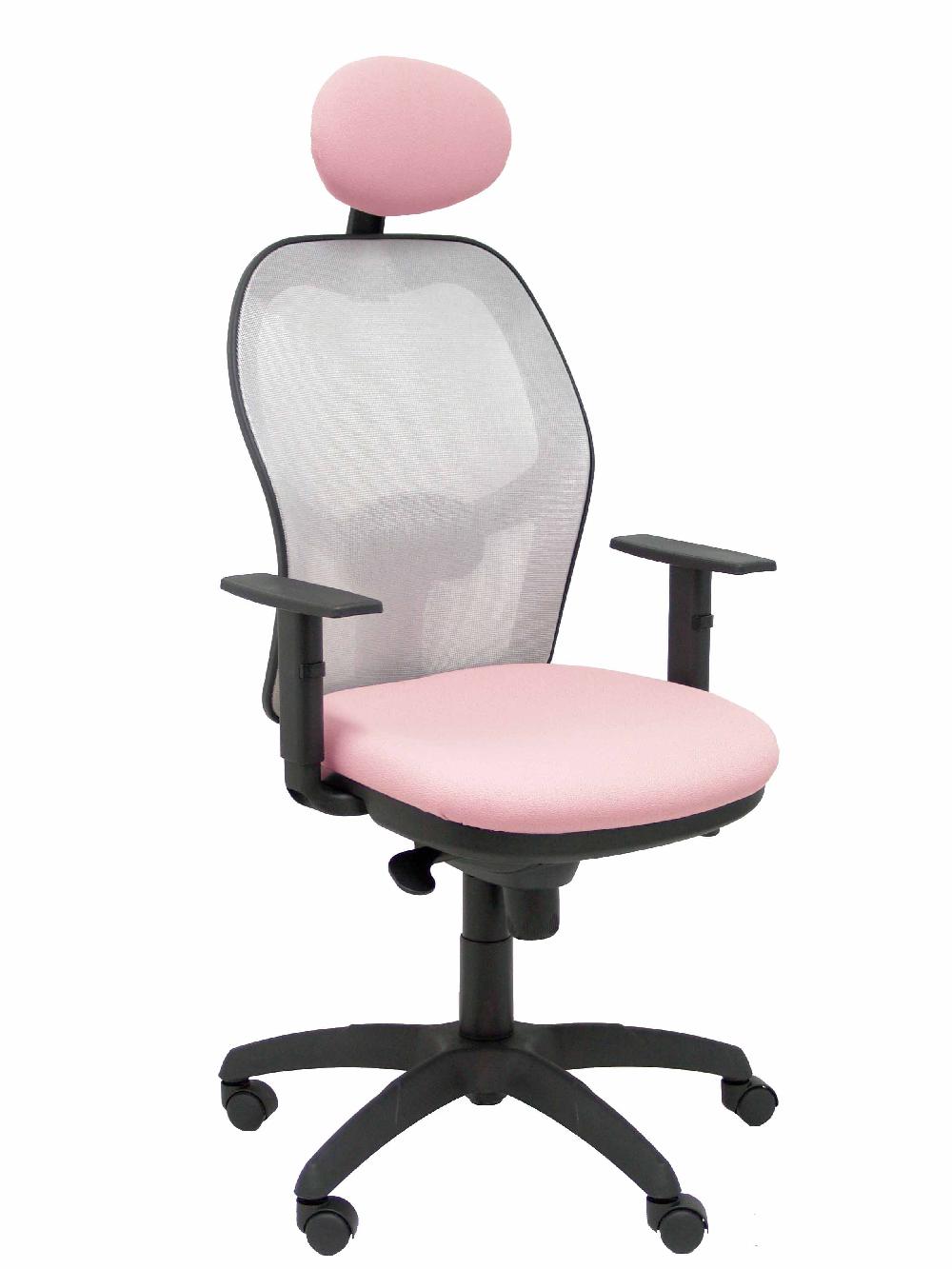 piqueras y crespo Silla Jorquera malla gris asiento bali rosa pálido con cabecero fijo