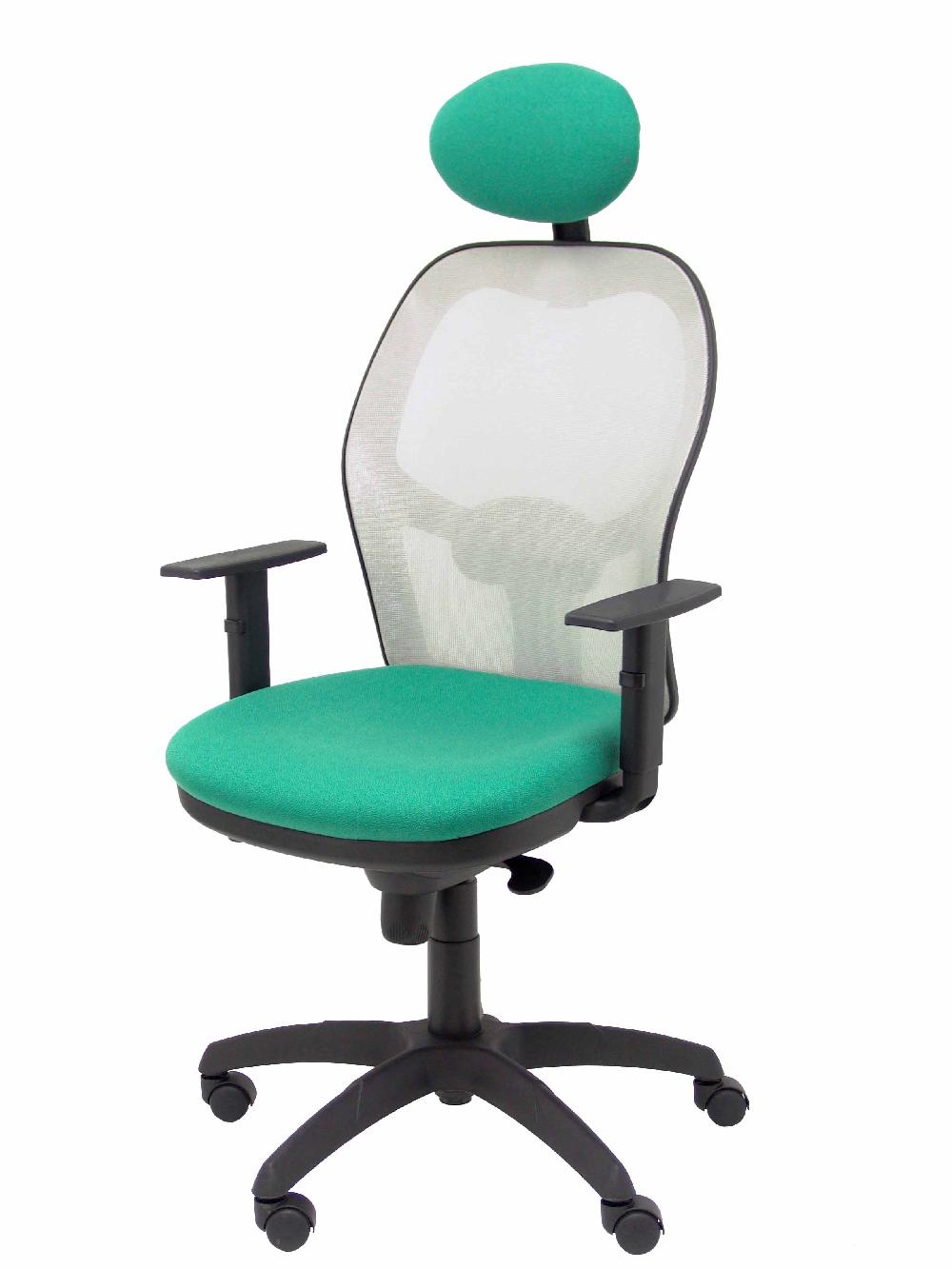 Piqueras Y Crespo Silla Jorquera Malla Gris Asiento Bali Verde Esmeralda Con Cabecero Fijo