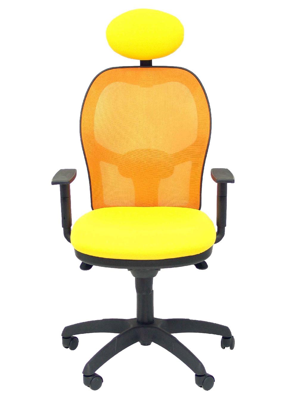 Piqueras Y Crespo Silla Jorquera Malla Naranja Asiento Bali Amarillo Con Cabecero Fijo
