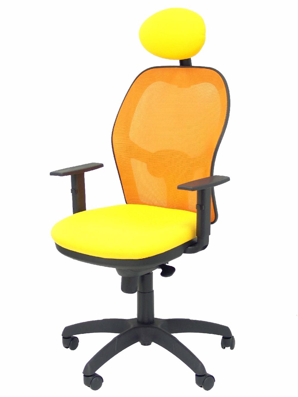Piqueras Y Crespo Silla Jorquera Malla Naranja Asiento Bali Amarillo Con Cabecero Fijo