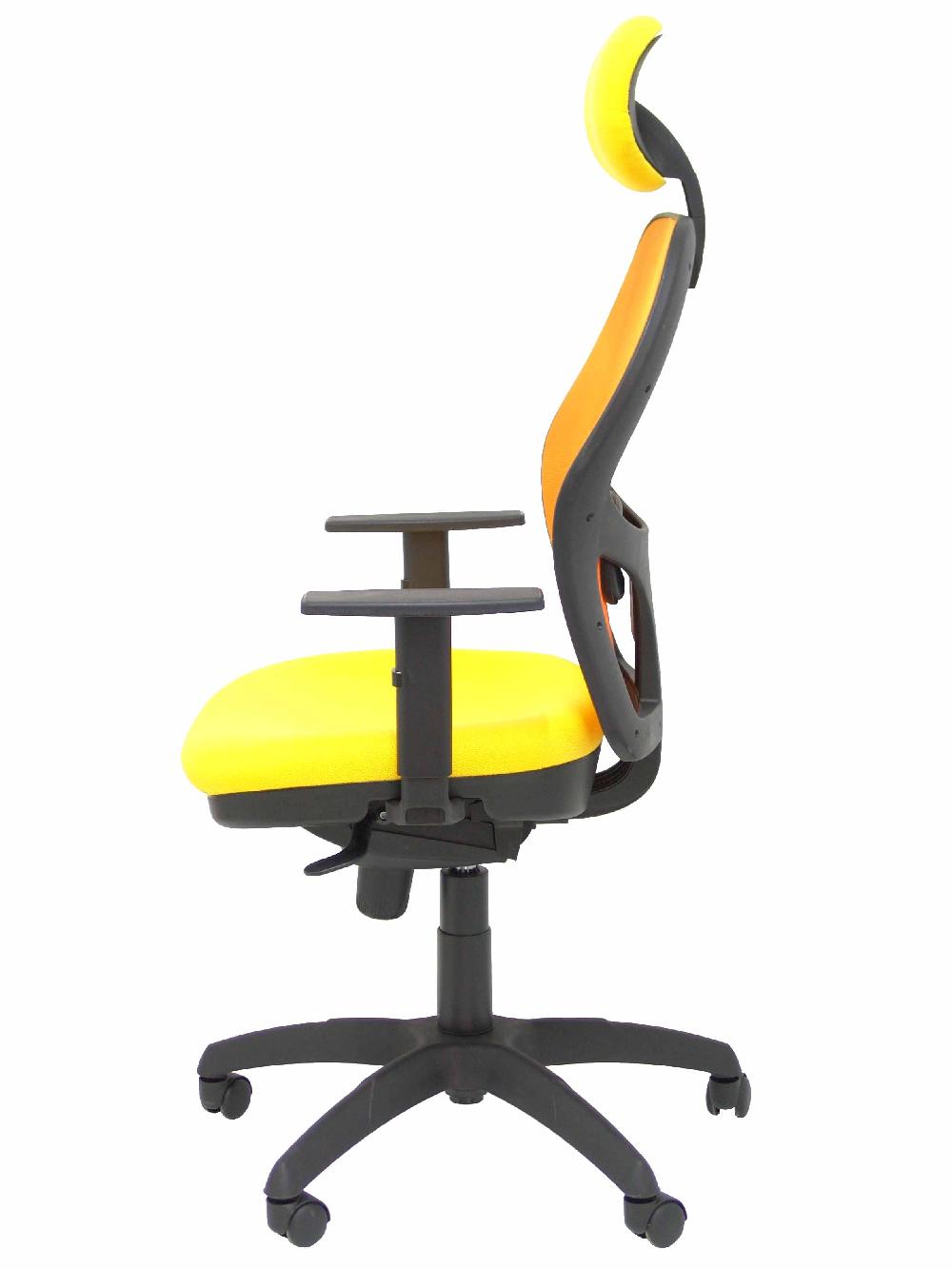 Piqueras Y Crespo Silla Jorquera Malla Naranja Asiento Bali Amarillo Con Cabecero Fijo