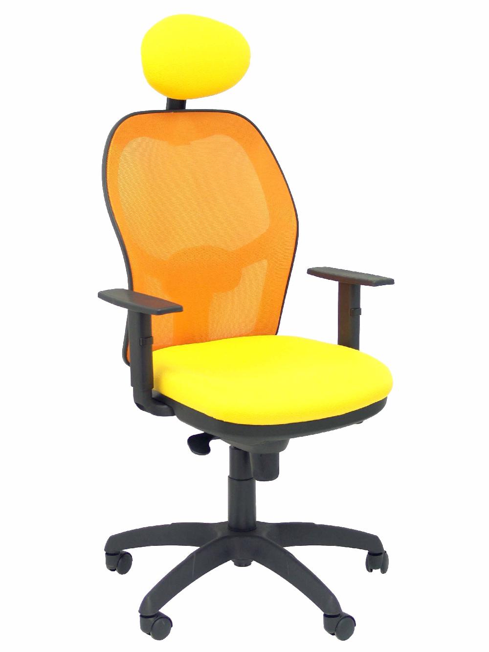 Piqueras Y Crespo Silla Jorquera Malla Naranja Asiento Bali Amarillo Con Cabecero Fijo