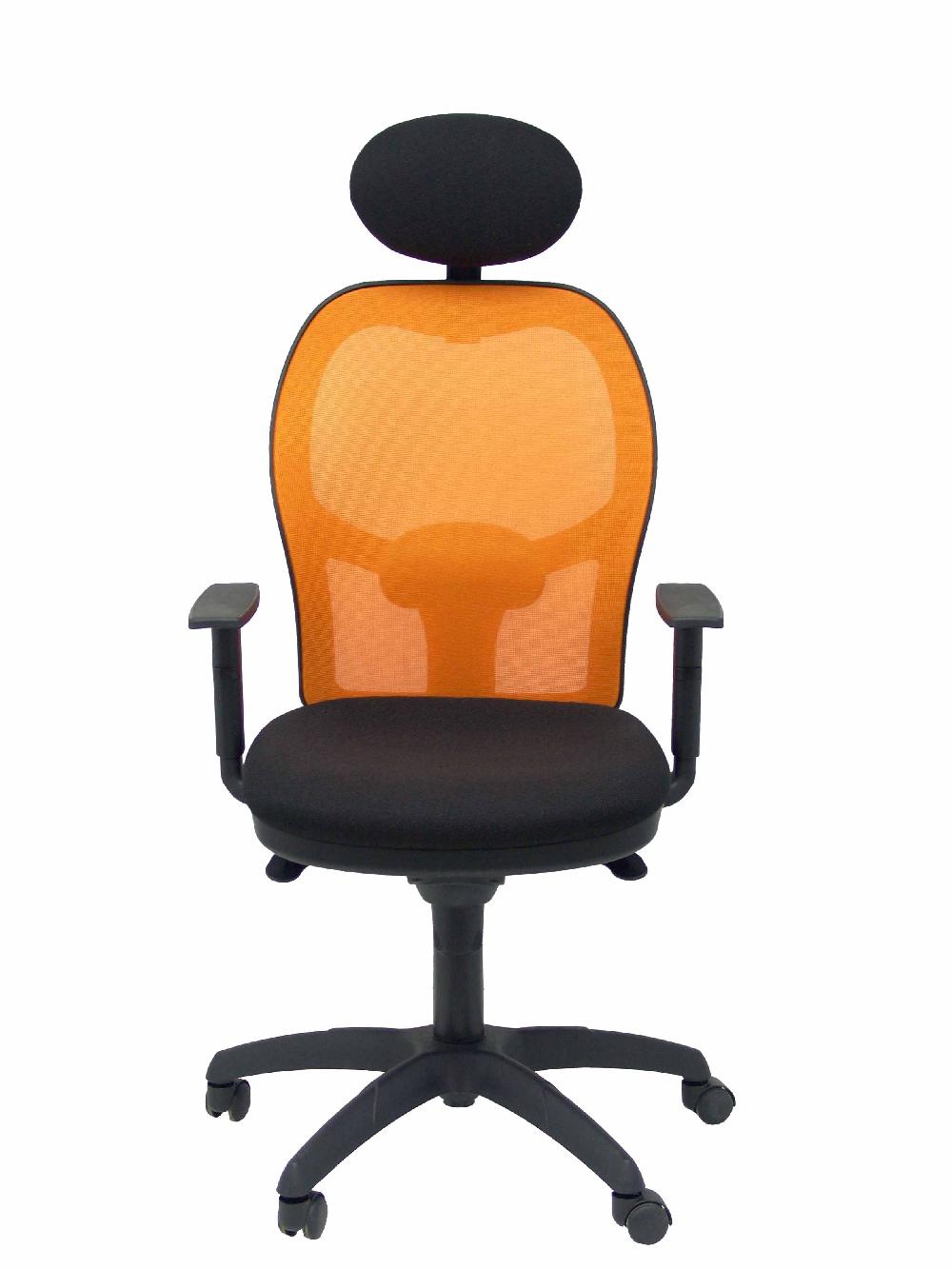 Piqueras Y Crespo Silla Jorquera Malla Naranja Asiento Bali Negro Con Cabecero Fijo