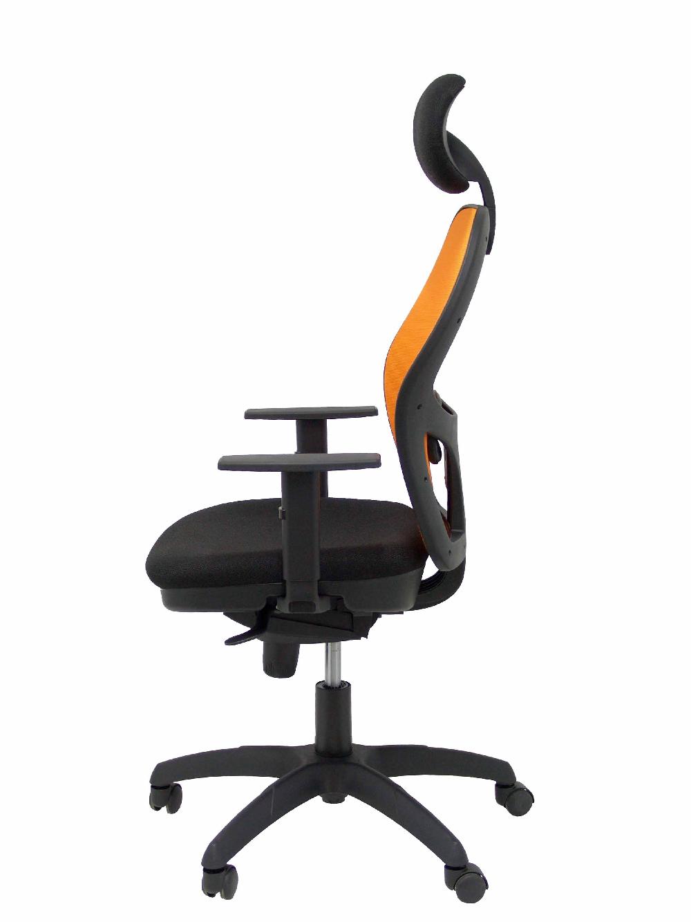 Piqueras Y Crespo Silla Jorquera Malla Naranja Asiento Bali Negro Con Cabecero Fijo