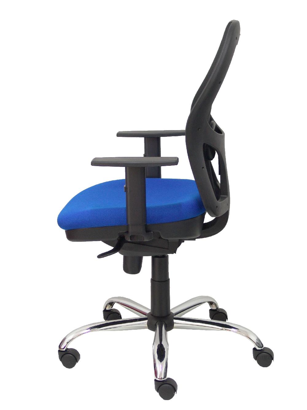 Piqueras Y Crespo Silla Jorquera Malla Negra Asiento Bali Azul Brazos Regulables Base Cromada