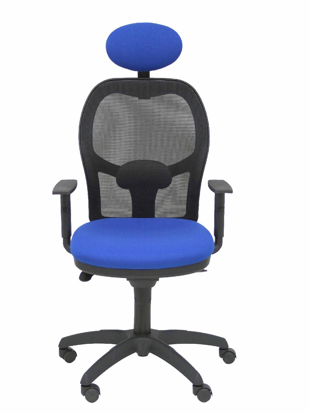 Piqueras Y Crespo Silla Jorquera Malla Negra Asiento Bali Azul Con Cabecero Fijo